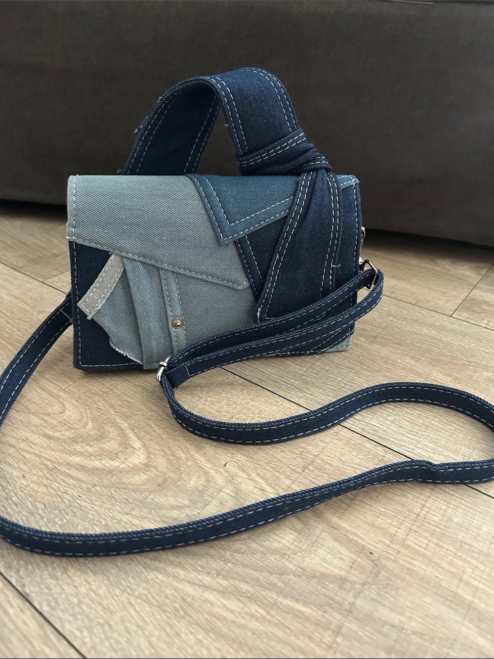Two-Tone Denim Patchwork Mini
